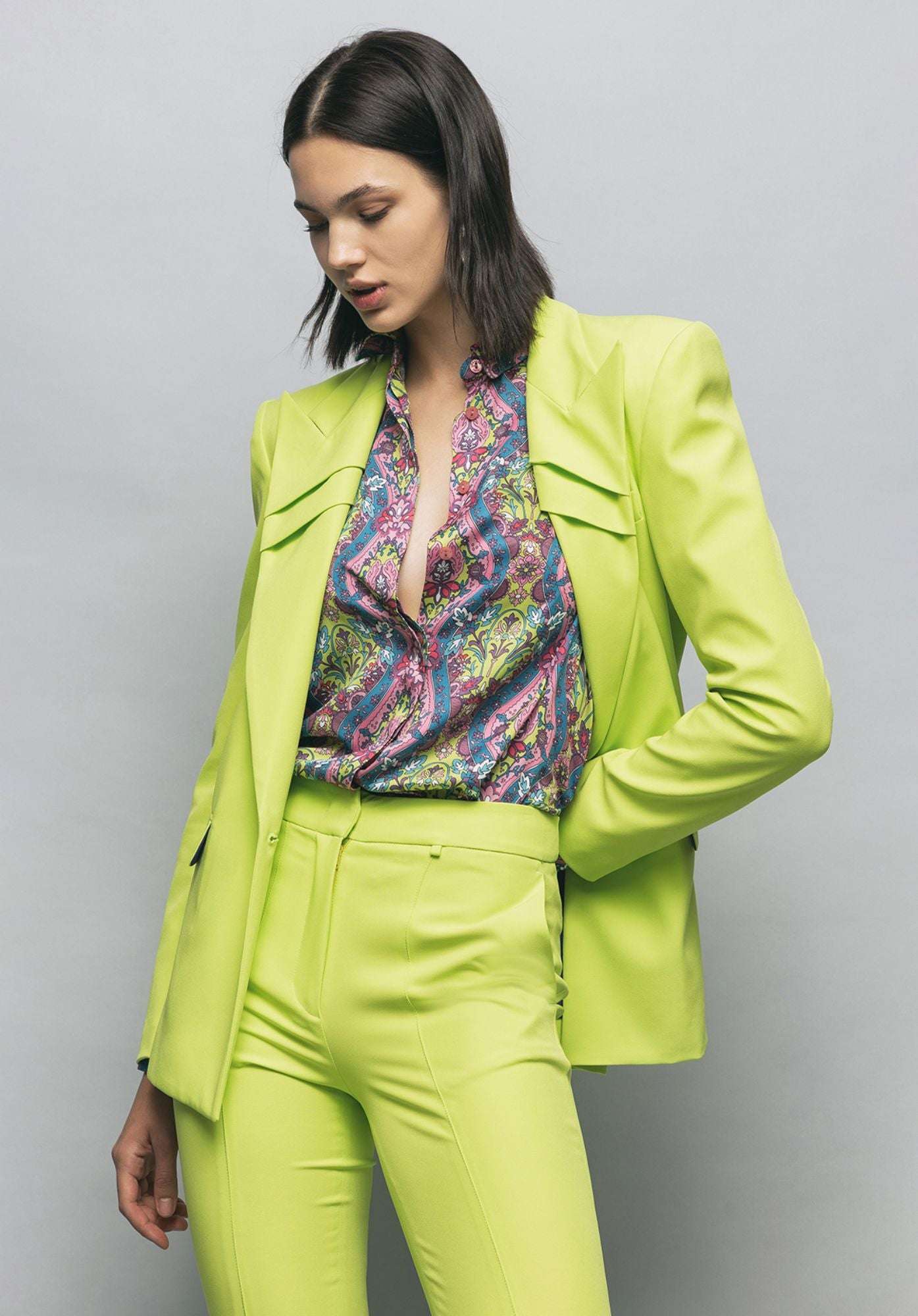 Single-Breasted Green Jacket