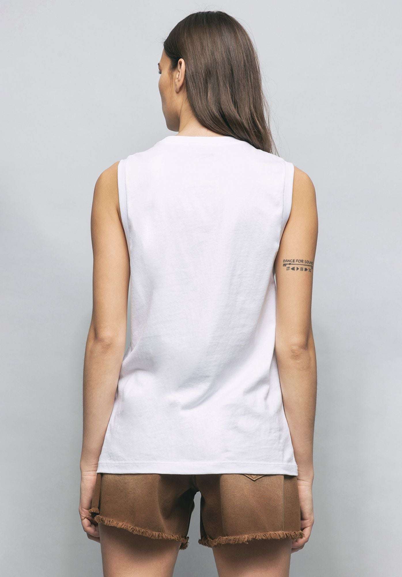 White Sleeveless T-Shirt