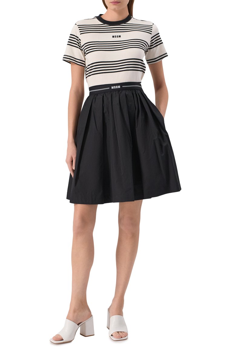 Two-Tone Striped Cotton T-Shirt