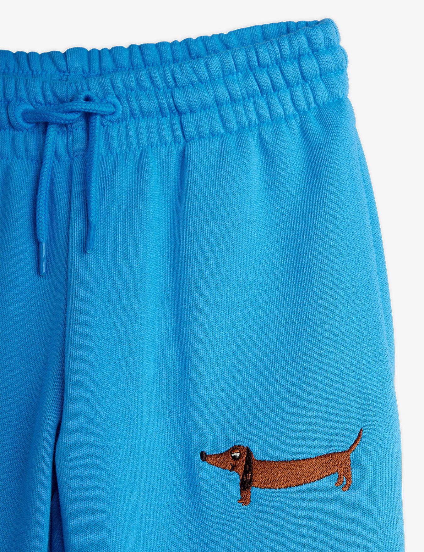 Dog Embroidered Blue Sweatpants