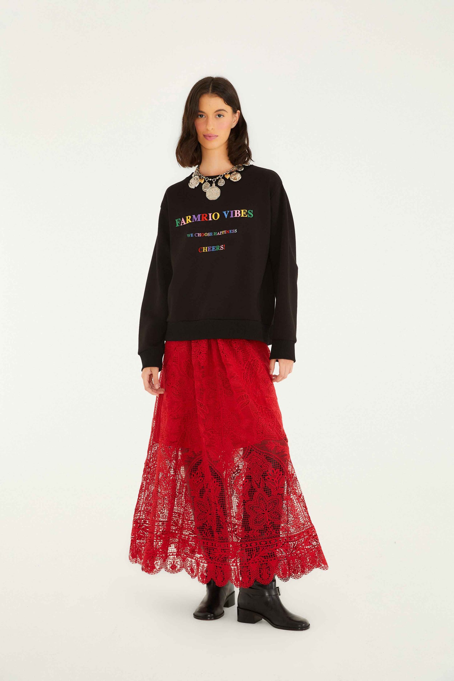 Red Lace Maxi Skirt