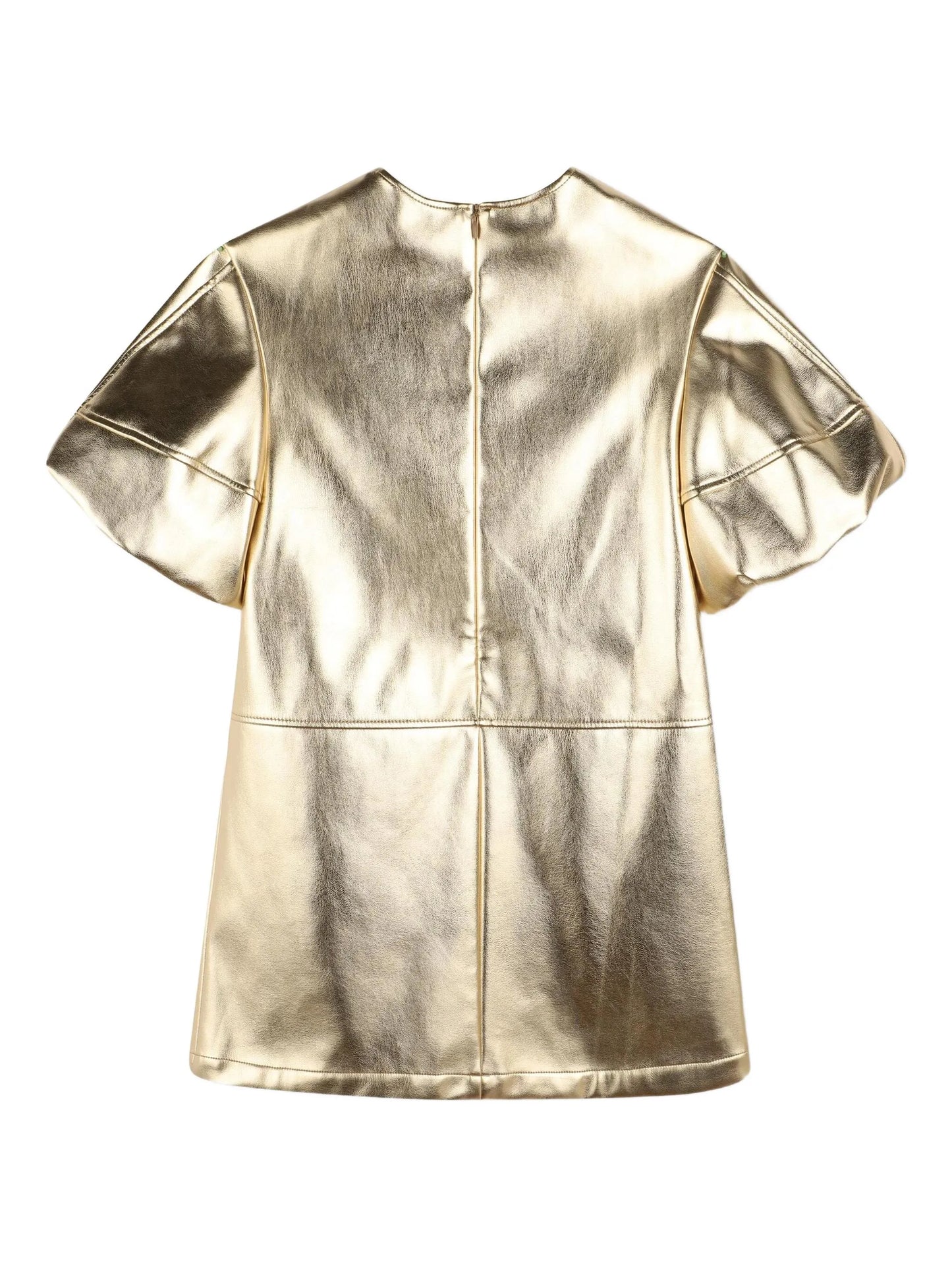 Gold Dress With Puff Sleeves