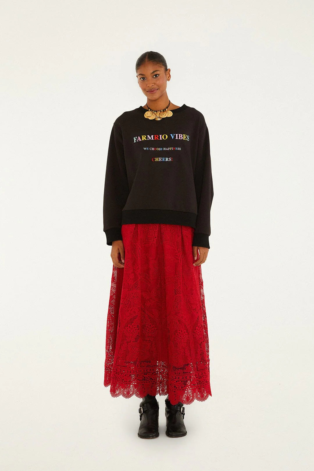 Red Lace Maxi Skirt