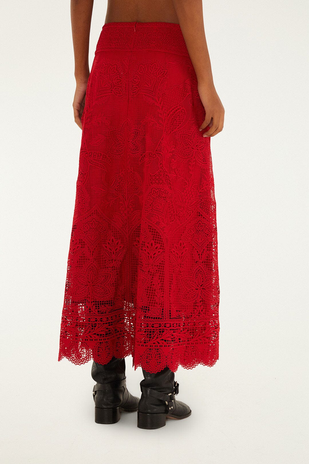 Red Lace Maxi Skirt