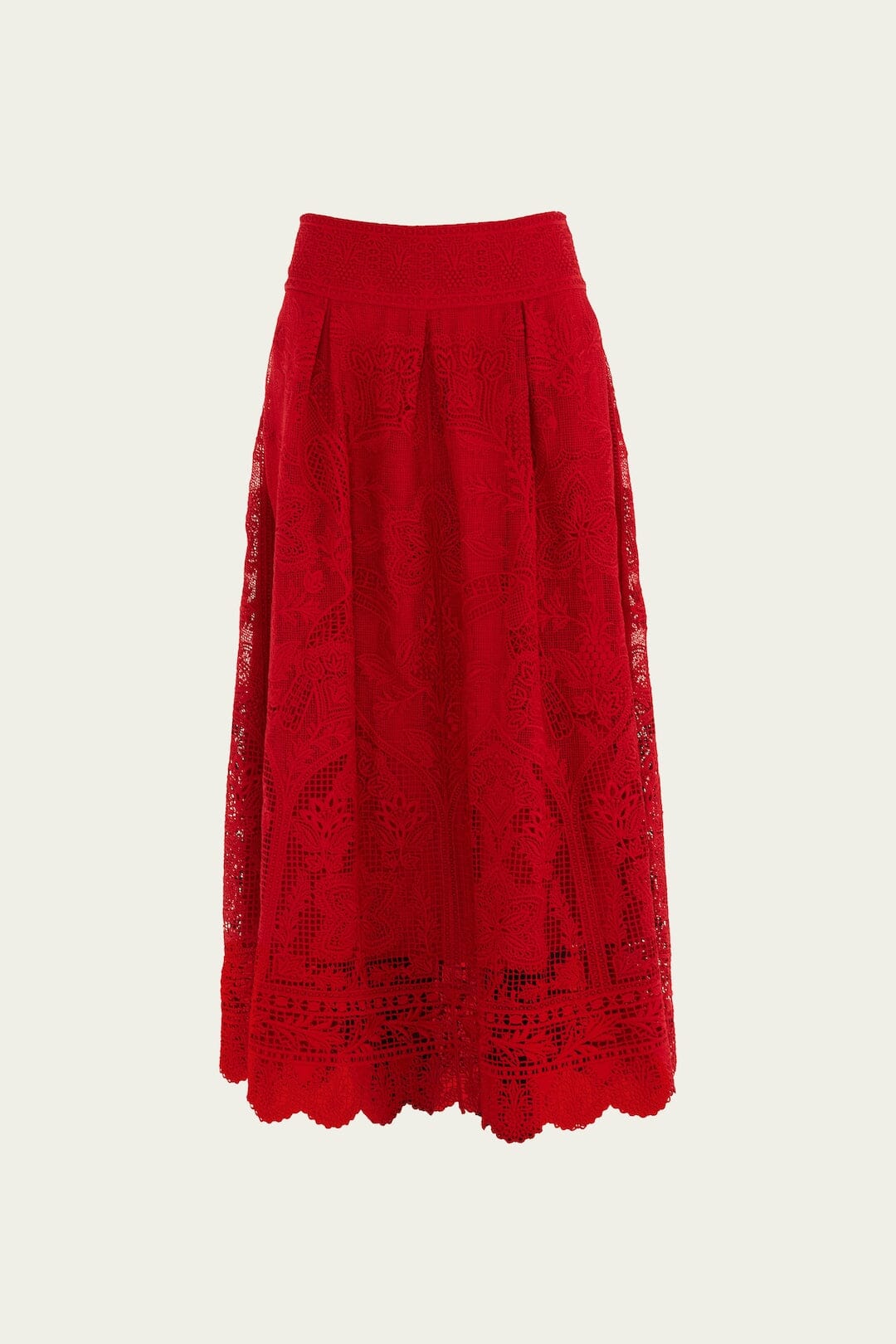 Red Lace Maxi Skirt