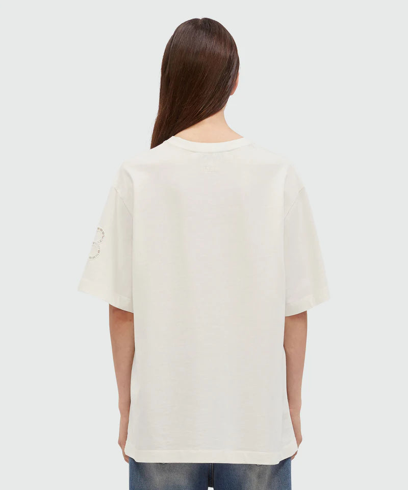 Cream T-Shirt With Floral Embroidery