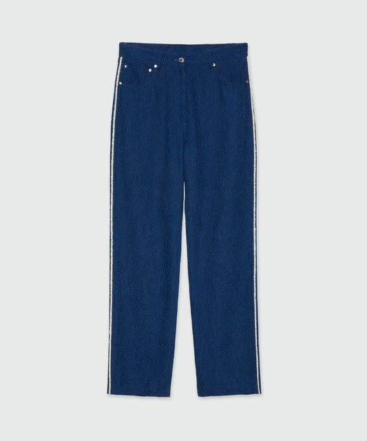 Blue Bouclé Denim Trousers
