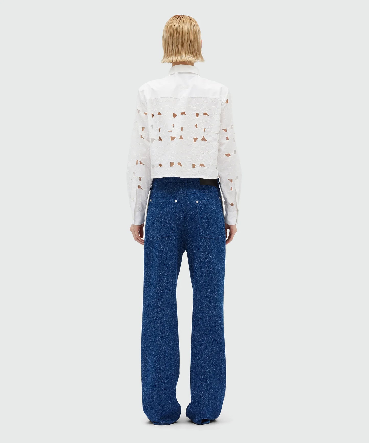 Blue Bouclé Denim Trousers