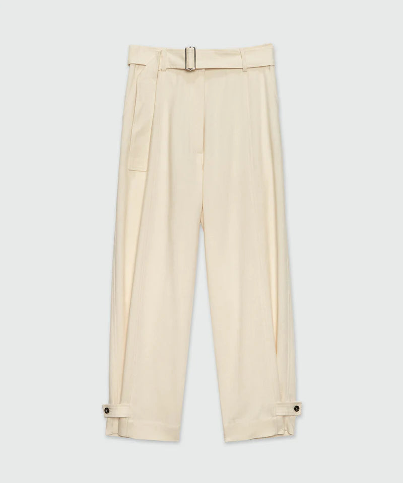 Ivory Flamed Viscose Canvas Trousers
