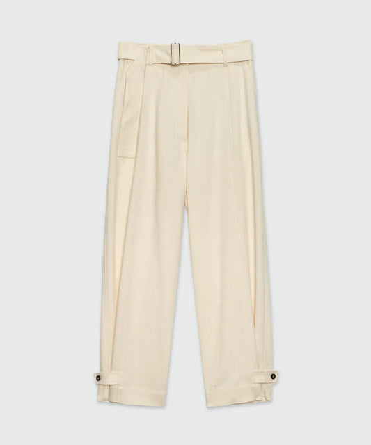 Ivory Flamed Viscose Canvas Trousers
