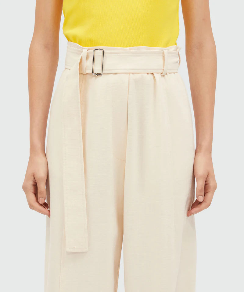Ivory Flamed Viscose Canvas Trousers