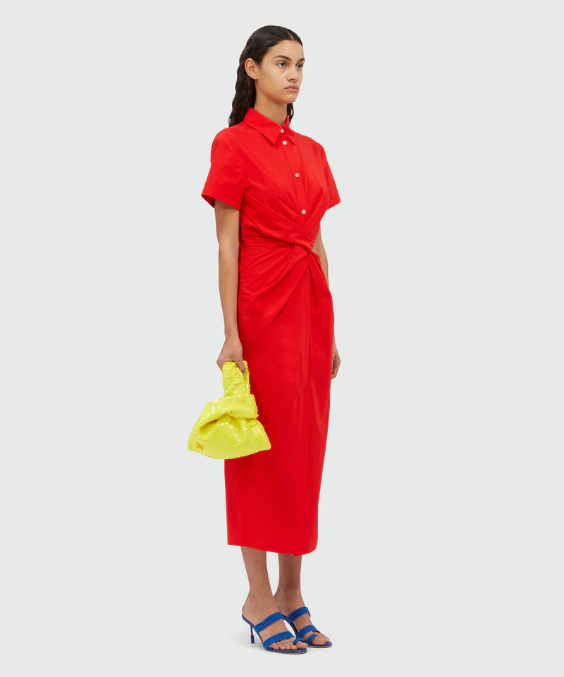 Red Cotton Midi Dress