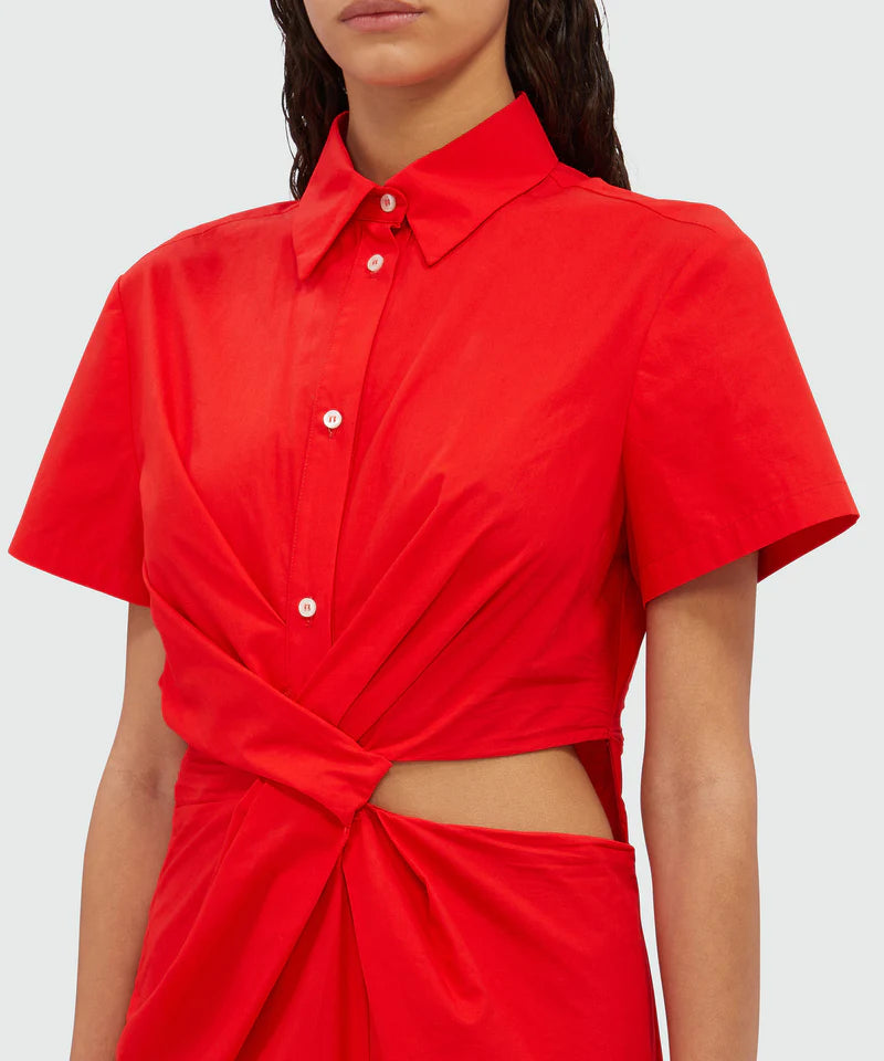 Red Cotton Midi Dress