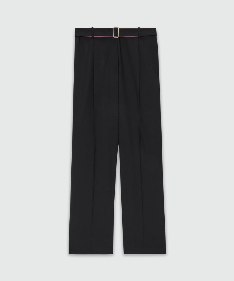 Black Palazzo Trousers Pink Belt