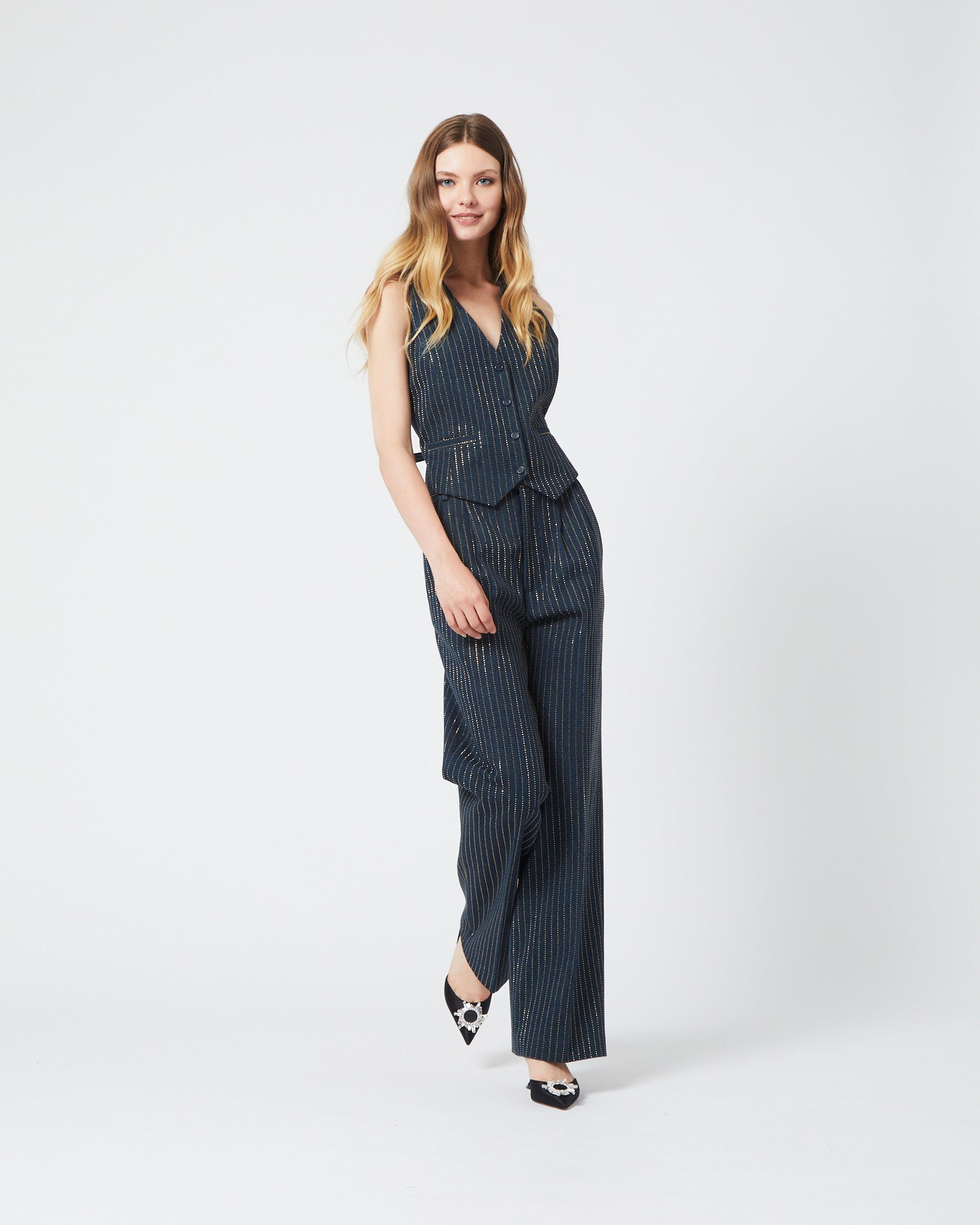 Dark Blue Striped Trousers