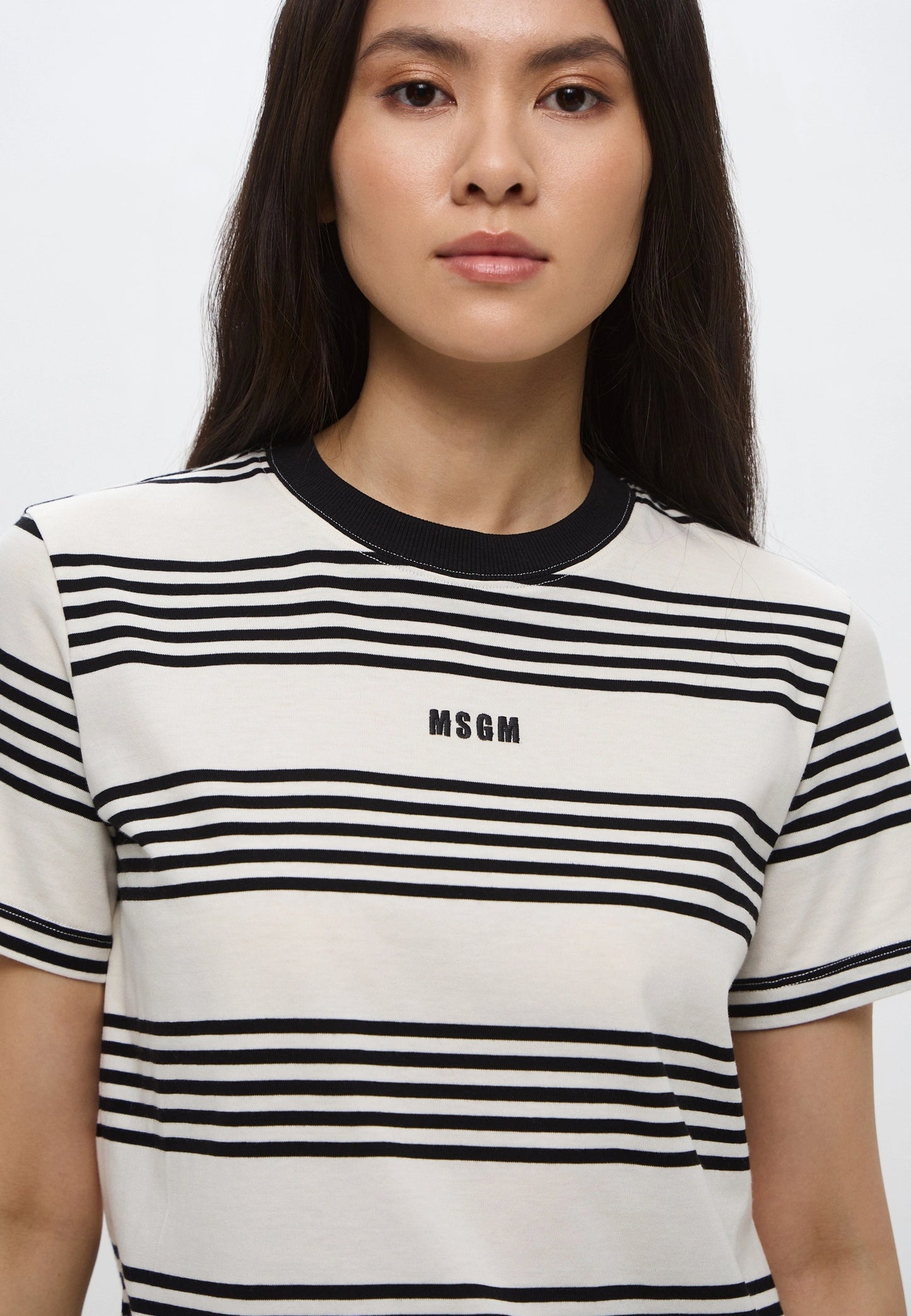 Two-Tone Striped Cotton T-Shirt