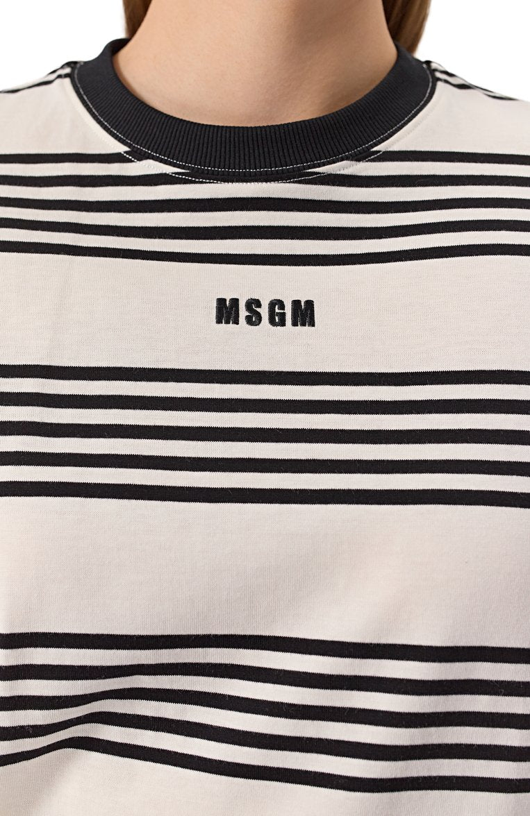 Two-Tone Striped Cotton T-Shirt