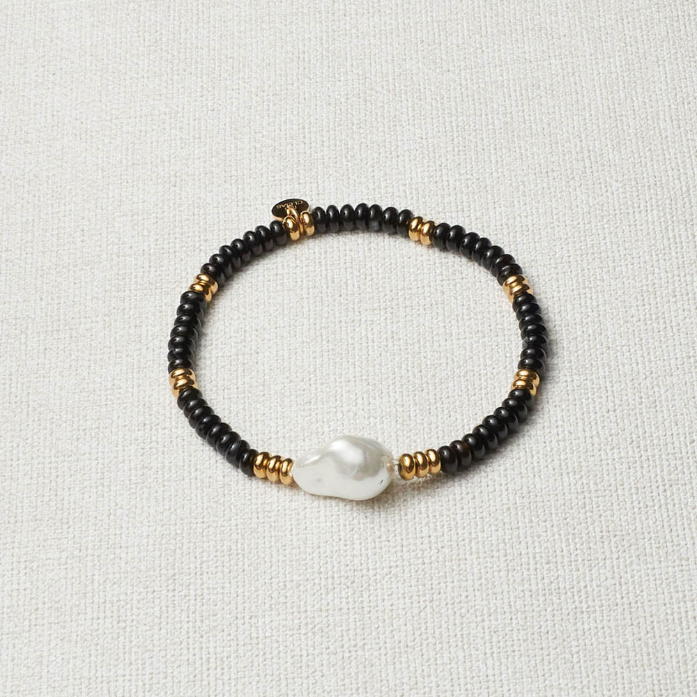 Mellie Black Stone And Steel Bracelet