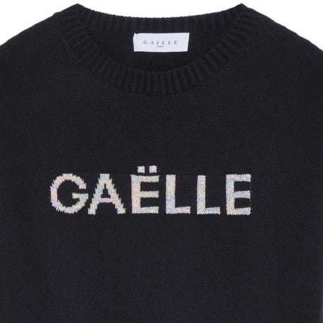 Black Knit Logo Top