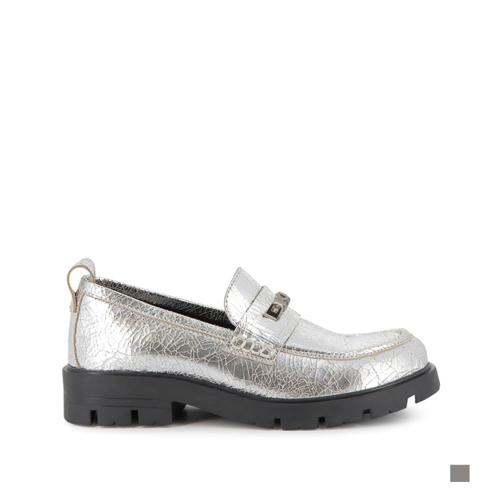 Silver Logo Loafers