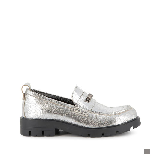 Silver Logo Loafers