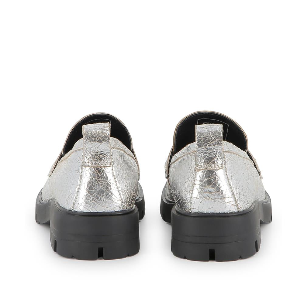 Silver Logo Loafers