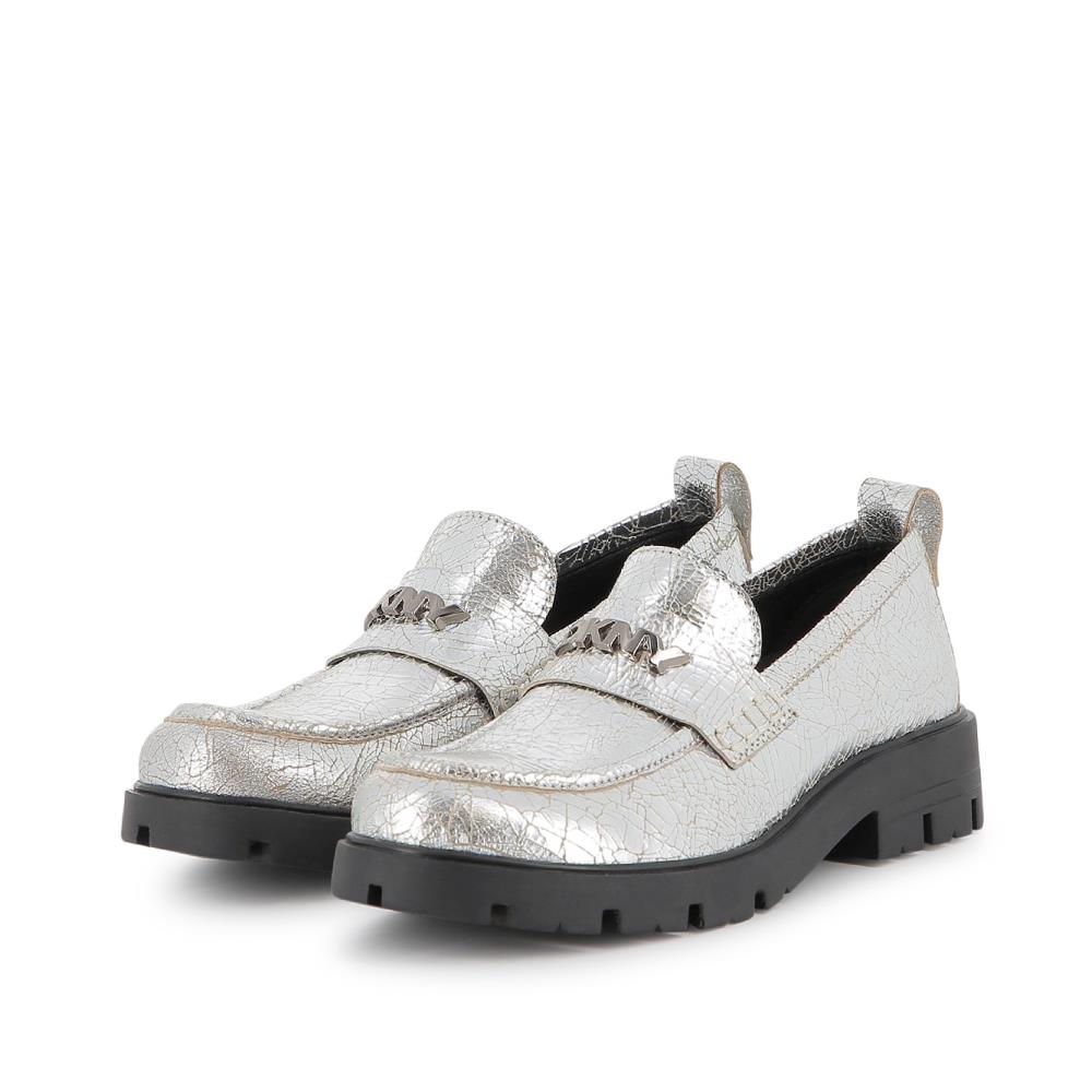 Silver Logo Loafers