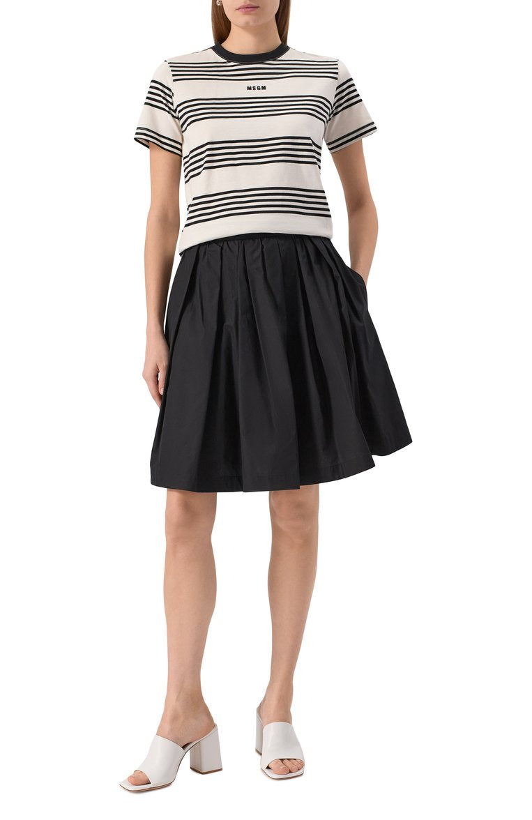 Two-Tone Striped Cotton T-Shirt