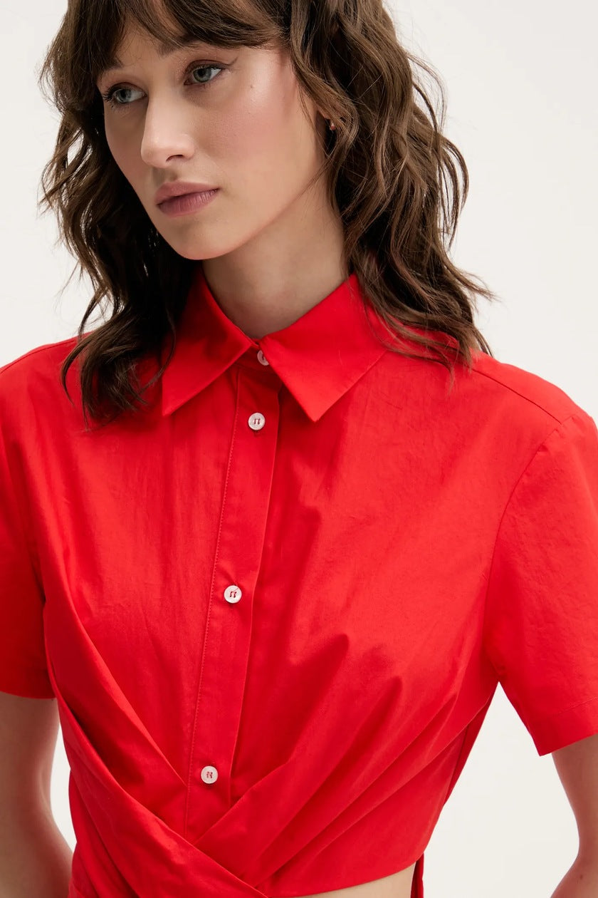 Red Cotton Midi Dress