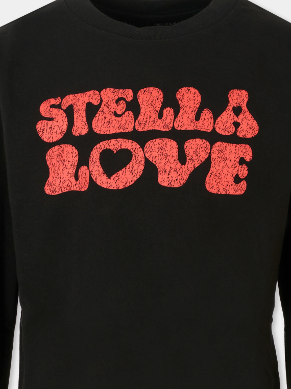 Girls Black Cotton Love Top