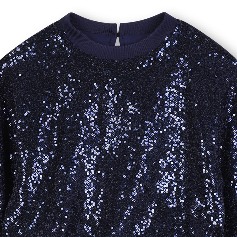 Bi-Material Navy Dress