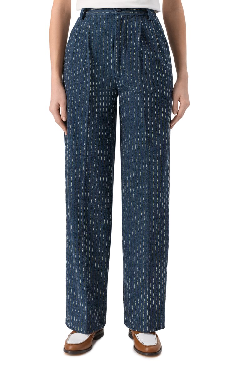 Dark Blue Striped Trousers