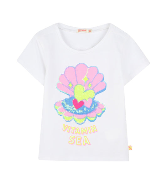 White T-Shirt With Sequin Detail