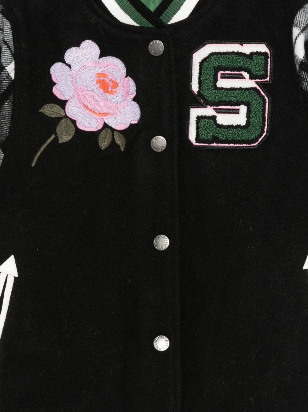 Black Bomber Jacket With Embroidery
