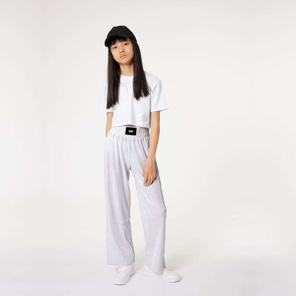 DKNY - Панталони - Silver Plissé Logo Trousers - Love|Labels
