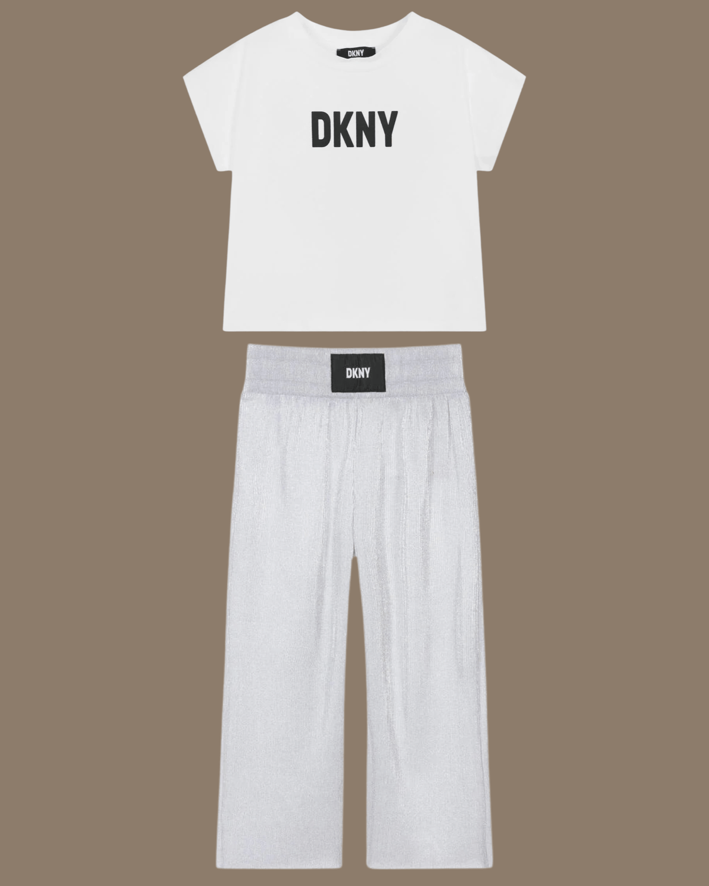 DKNY - Панталони - Silver Plissé Logo Trousers - Love|Labels