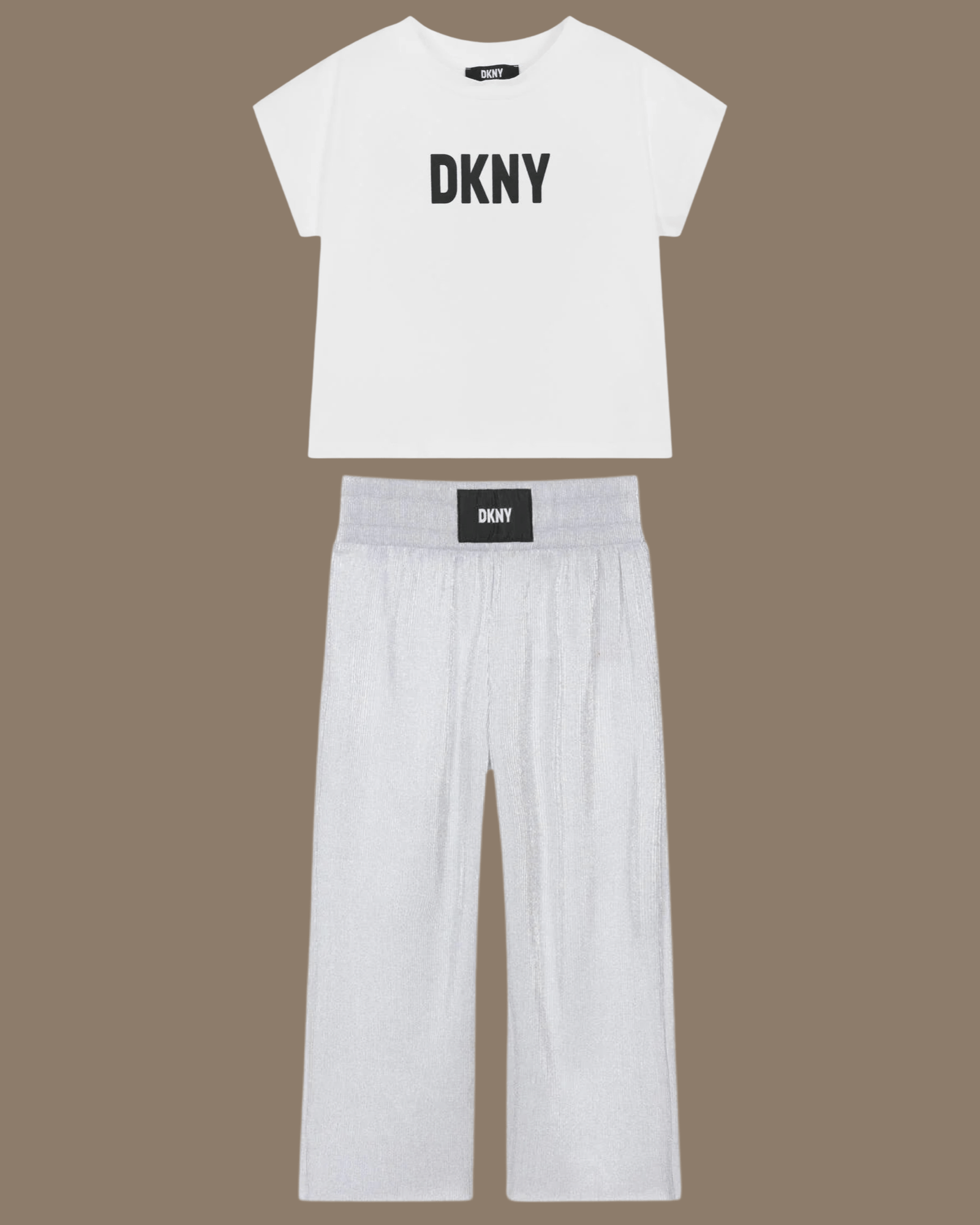 DKNY - Панталони - Silver Plissé Logo Trousers - Love|Labels