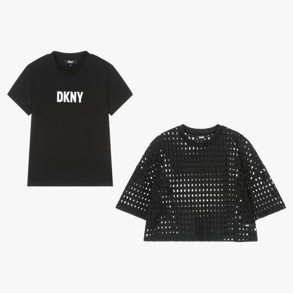 Girls Black Jersey 2-in-1 T-Shirt