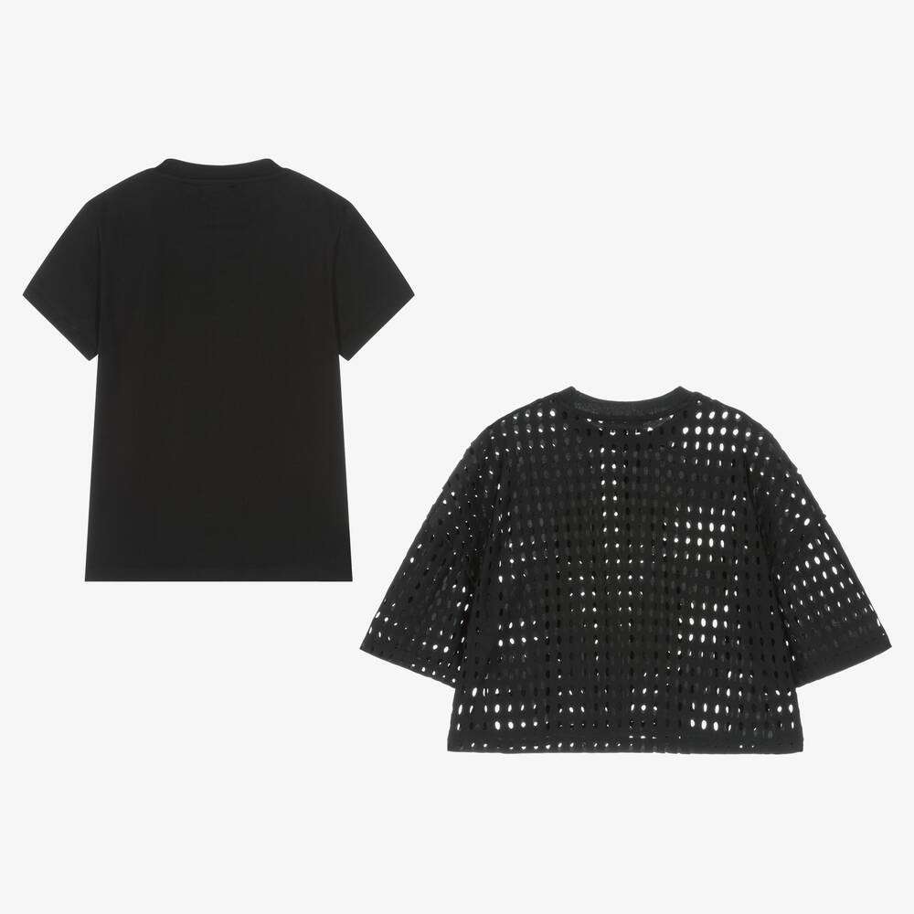 Girls Black Jersey 2-in-1 T-Shirt