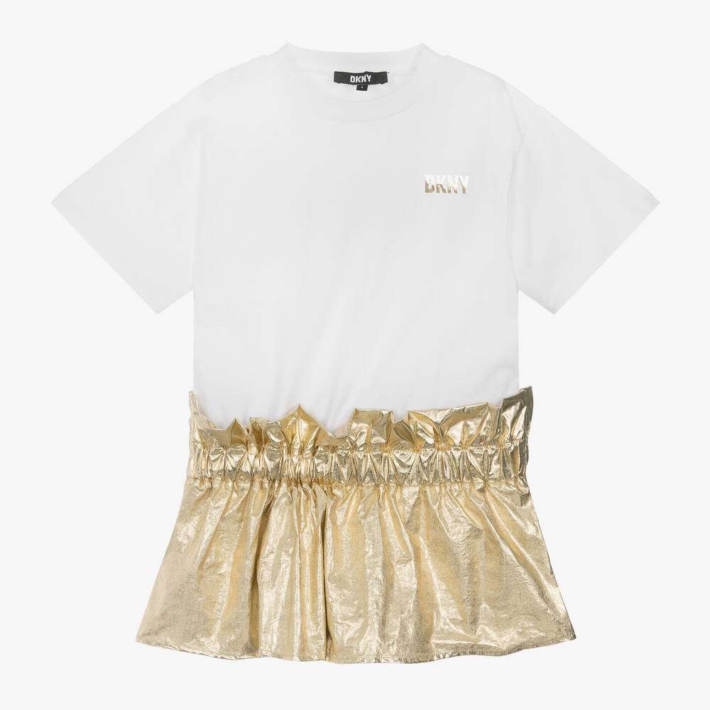 DKNY - Рокли - White & Gold Cotton Dress - Love|Labels