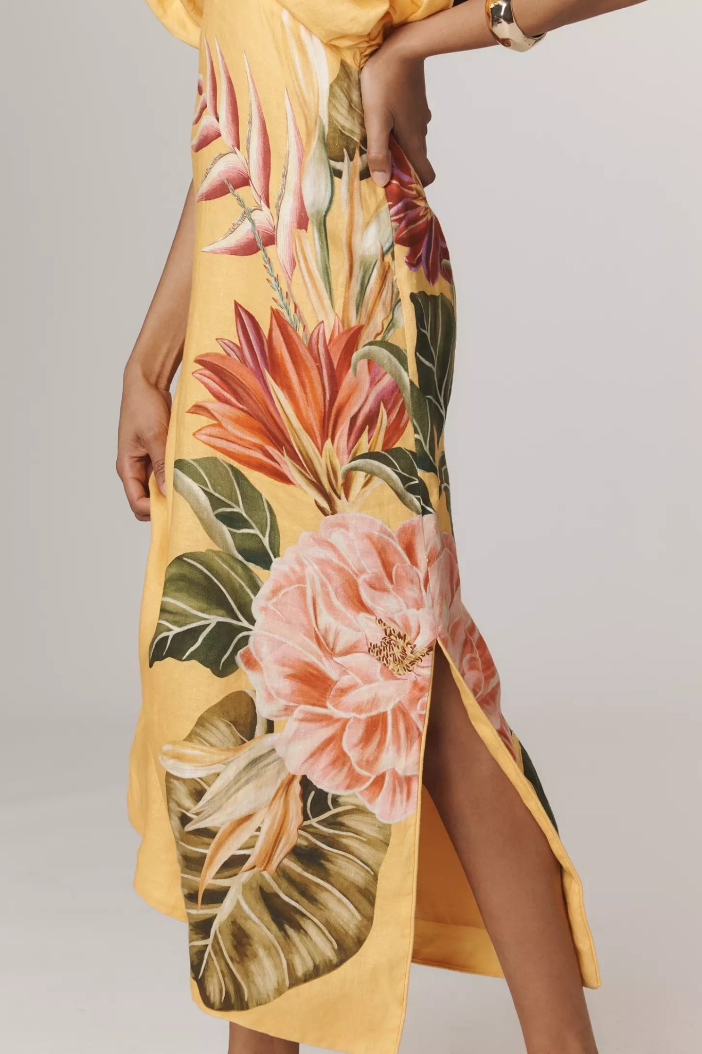 Farm Rio - Рокли - Flowers Linen Midi Dress - Love|Labels