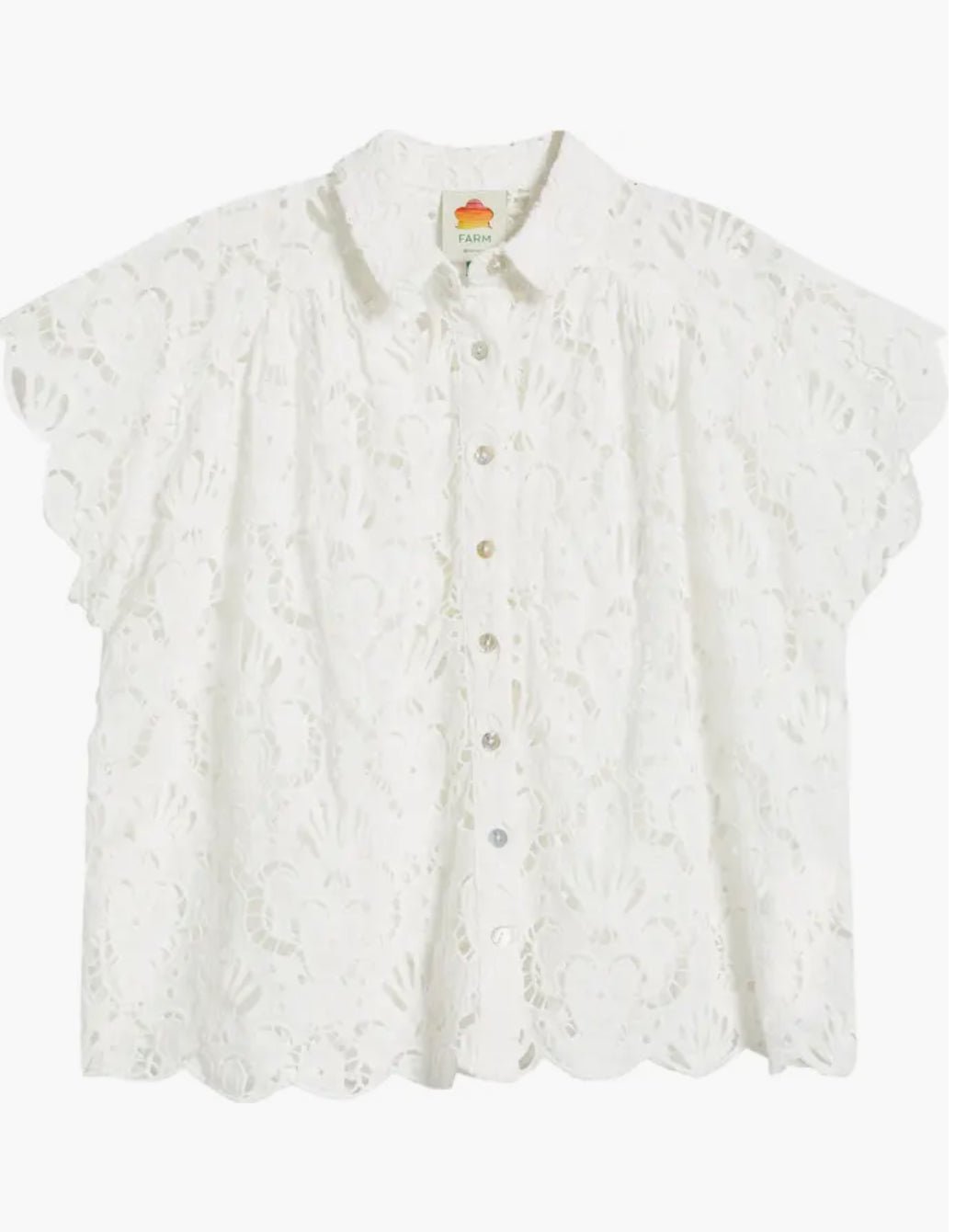 Farm Rio - Ризи - White Seashell Eyelet Shirt - Love|Labels