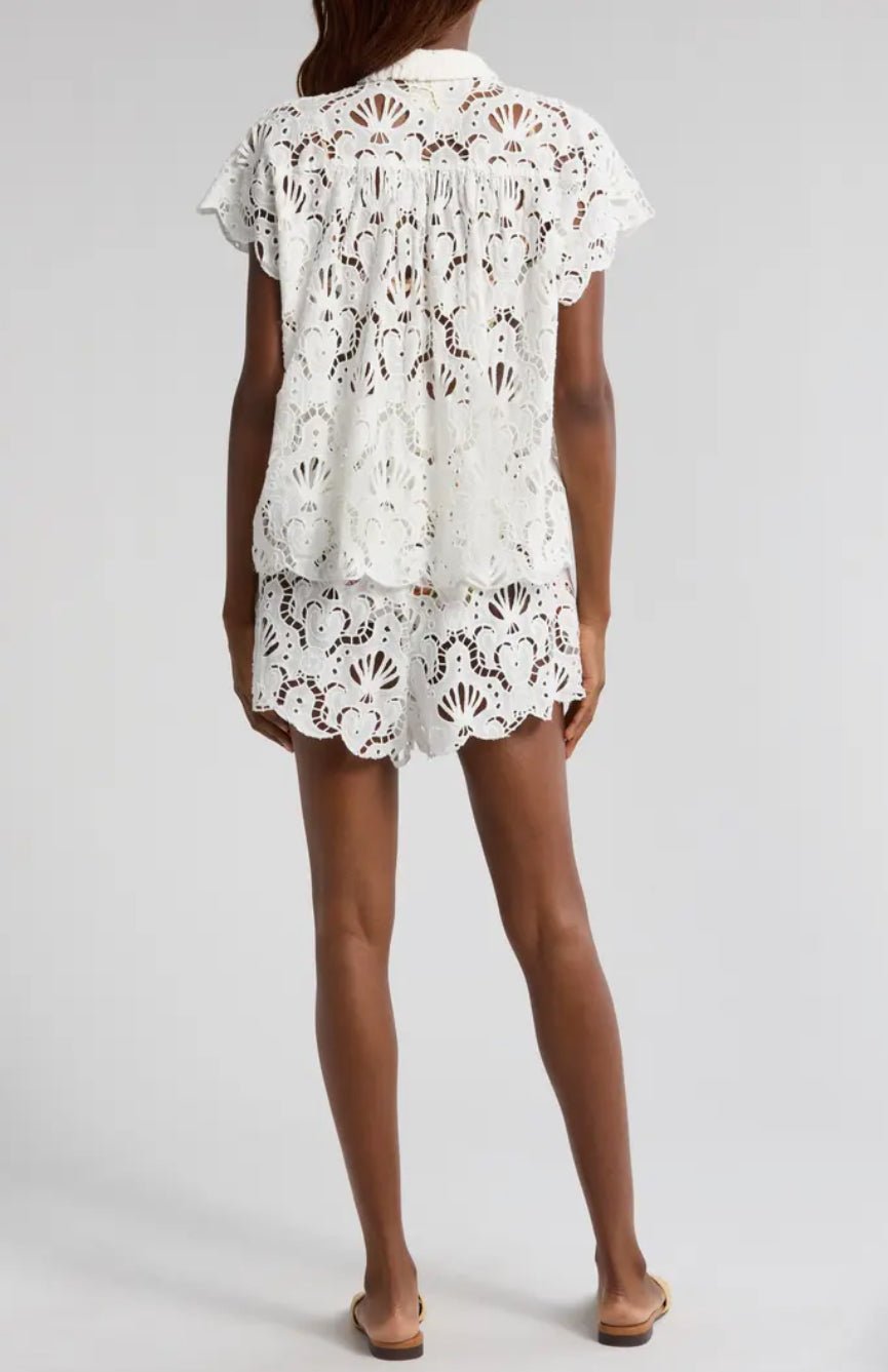Farm Rio - Ризи - White Seashell Eyelet Shirt - Love|Labels
