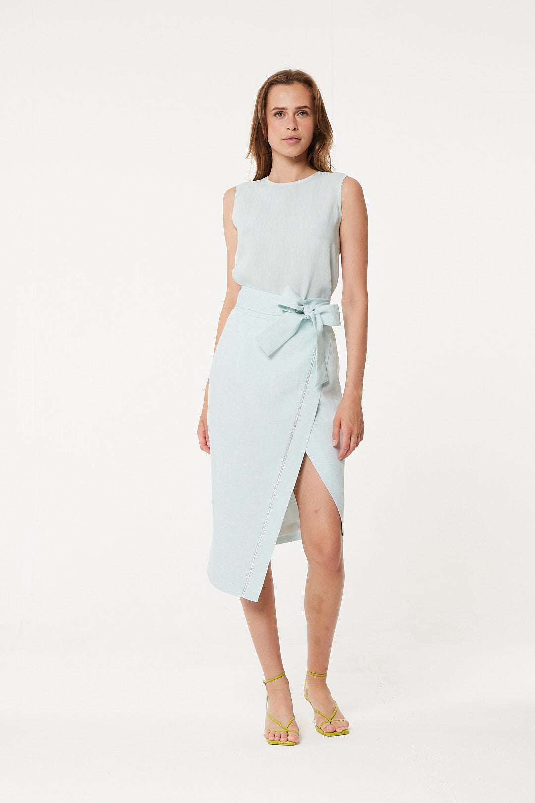 FORTE DEI MARMI COUTURE - Поли - Aquamarine Strass Lino Skirt - Love|Labels