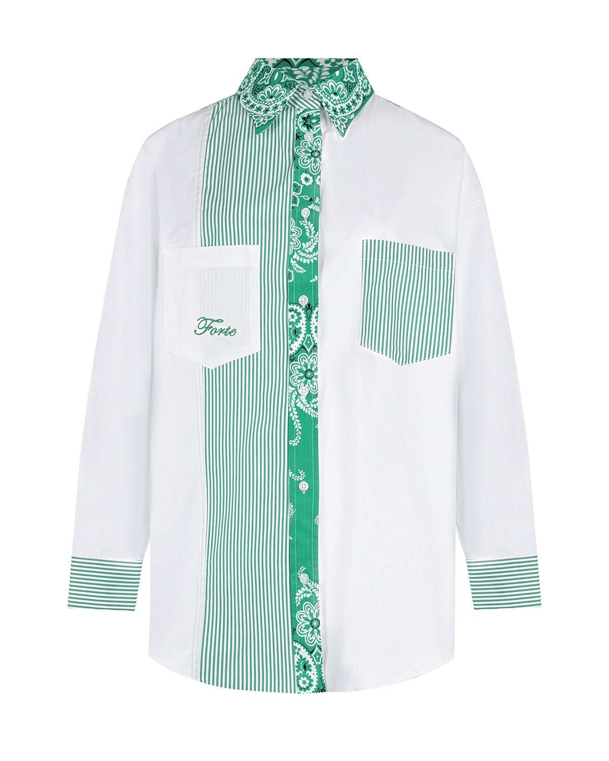 FORTE DEI MARMI COUTURE - Ризи - Bandana Patch Green Shirt - Love|Labels
