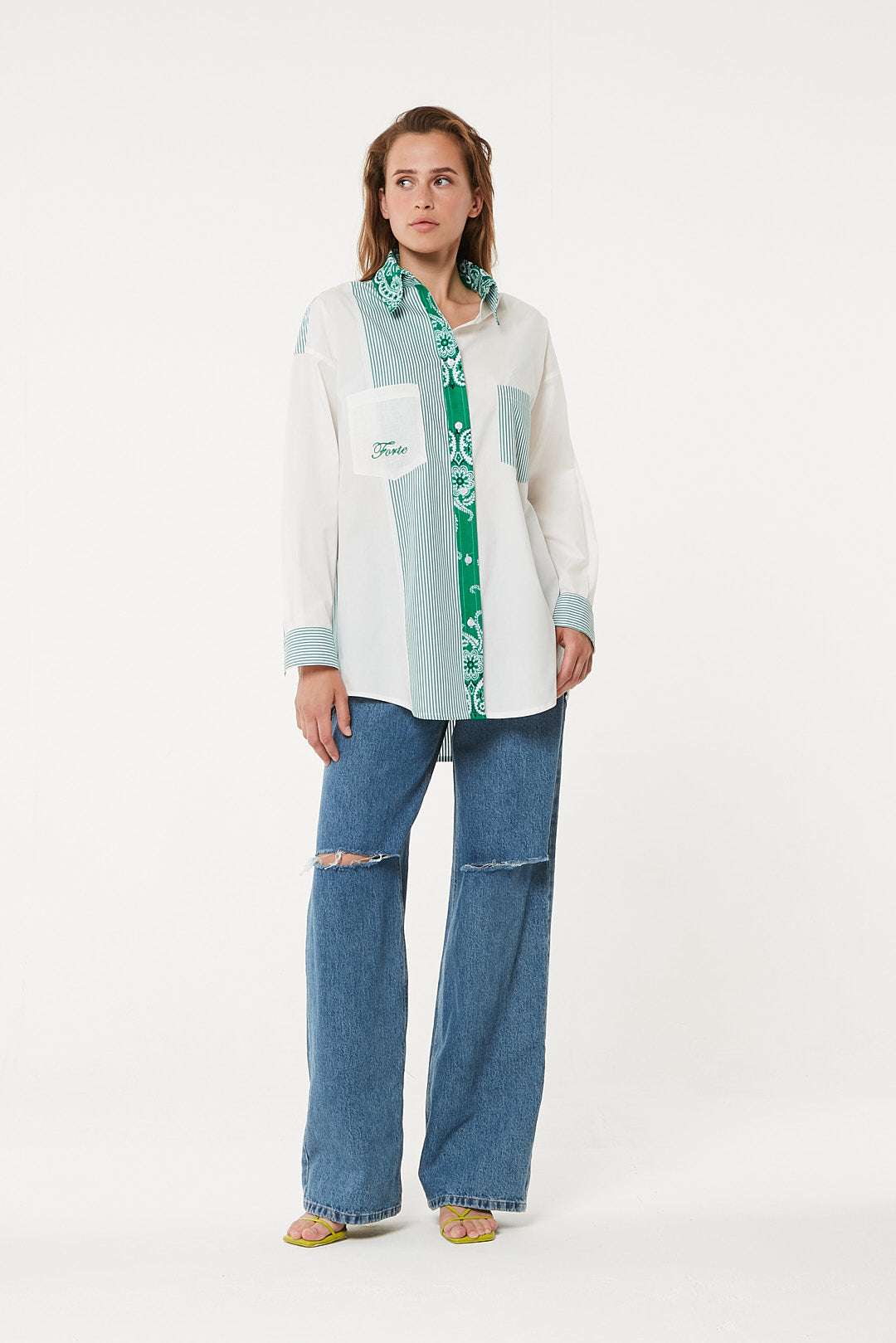 FORTE DEI MARMI COUTURE - Ризи - Bandana Patch Green Shirt - Love|Labels
