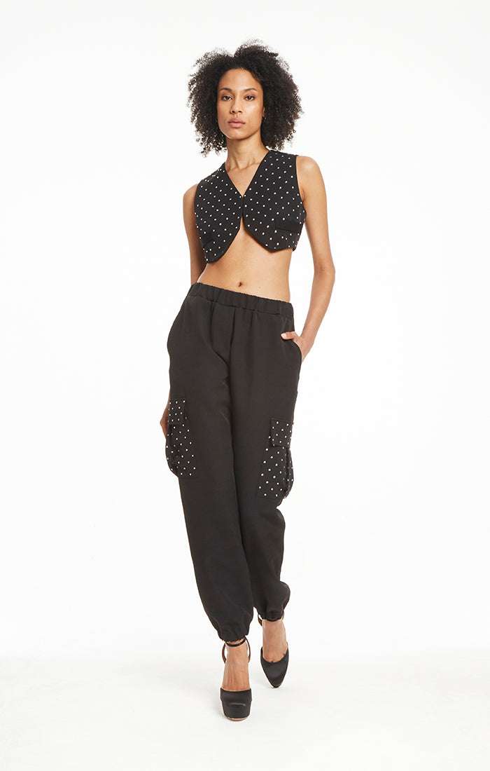 FORTE DEI MARMI COUTURE - Панталони - Black Cargo Strass Pants - Love|Labels