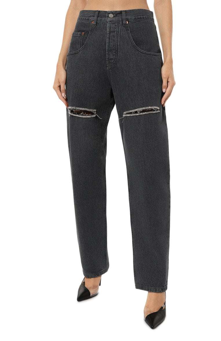 FORTE DEI MARMI COUTURE - Панталони - Black Cut Out Crystals Jeans - Love|Labels