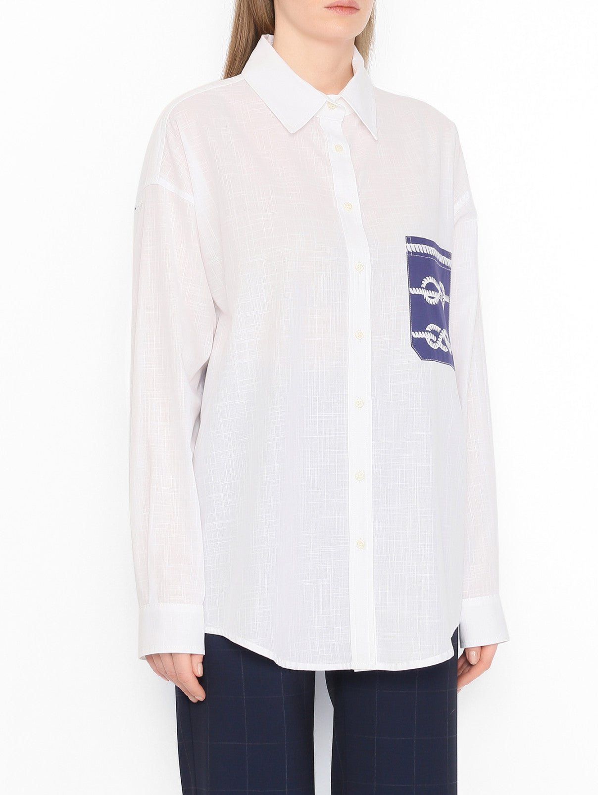 FORTE DEI MARMI COUTURE - Ризи - Pocket Print White Shirt - Love|Labels