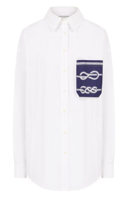 FORTE DEI MARMI COUTURE - Ризи - Pocket Print White Shirt - Love|Labels